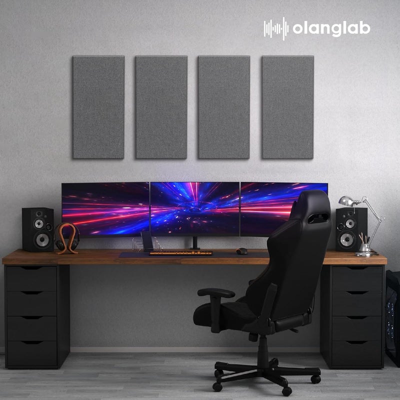 Olanglab Fiberglass Acoustic Wall Panels 4 Pack, 11.8'' x 23.6'' Sound Panels, Fabric Wrapped Sound Proof Panels for Walls (Dark Grey) - Image 5